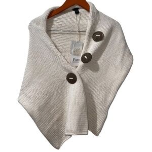 NEW Pure Handknit Sweater Beige Shawl 100% Cotton One Size Fits Most